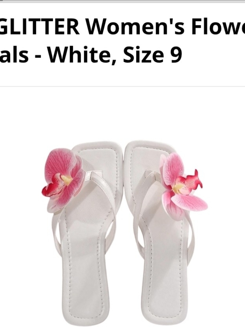 White Women's Floral Accent Sandals with Pink Flower